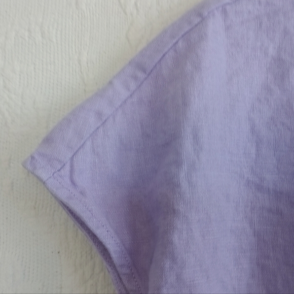 Ralph Lauren Lavender Linen Tunic Dress Purple Button Down Cap Sleeve Pockets 12 - Picture 5 of 15